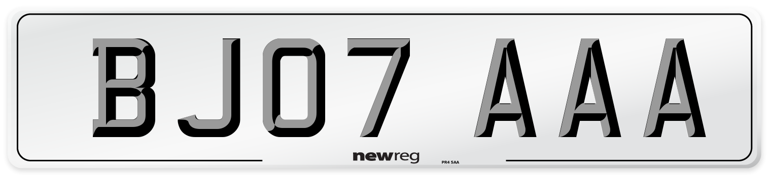 BJ07 AAA Number Plate from New Reg